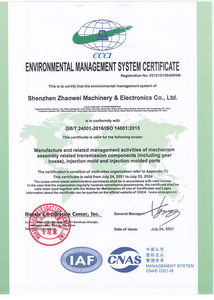 China Shenzhen ZhaoWei Machinery &amp; Electronics Co. Ltd. Certificações